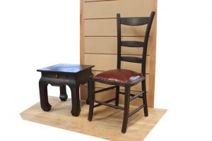 COUNTRY LEATHER SEAT H102 W D OPIUM SIDE TABLE H50 W50 D50