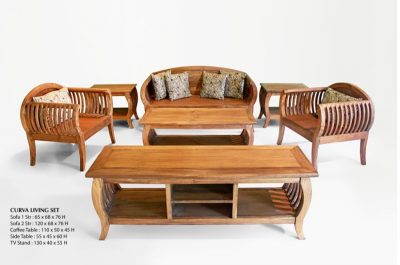 Curva Wooden Living Set Furniture