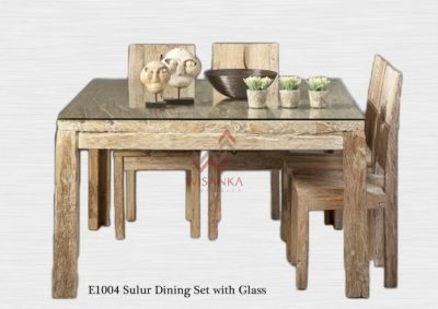 Sulur Wooden Dining Set with Glass