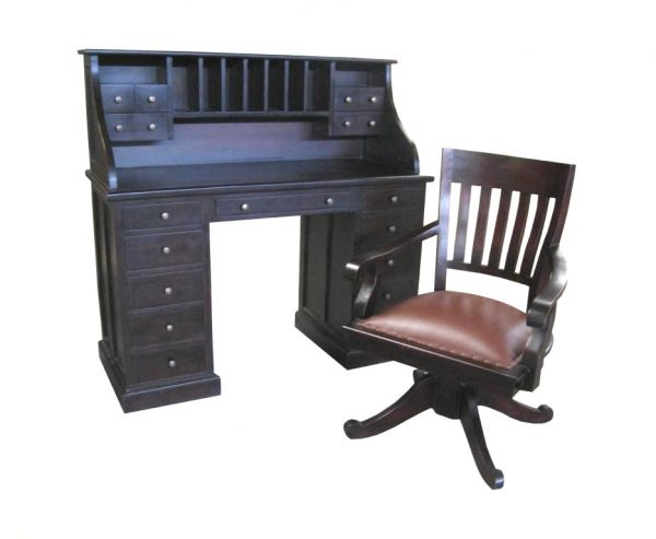 Madison Roll Top Writing table & Orchid Swivel Chair leather seat