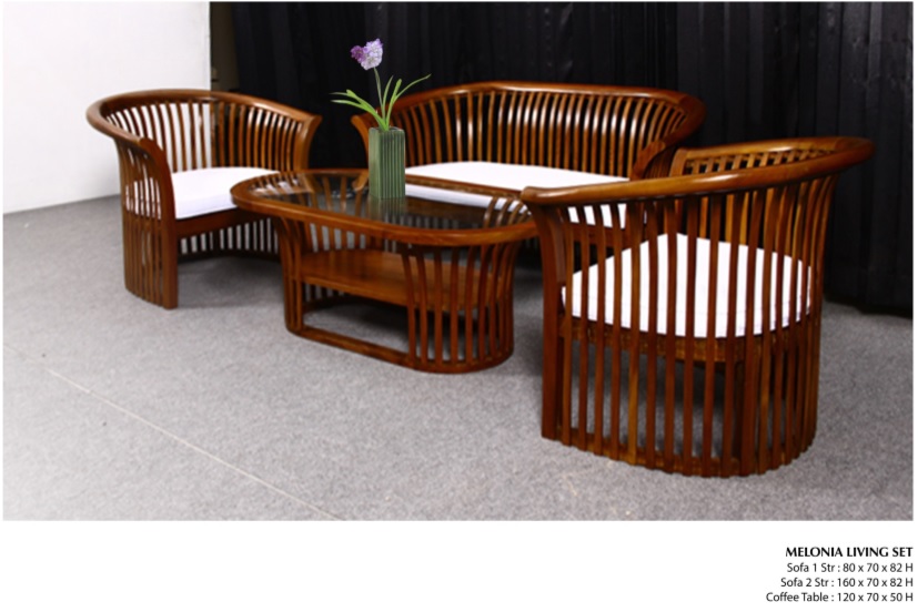 Melonia Wooden Living Set Furniture