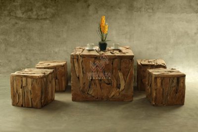 Square Reclaimed Teak Living Set