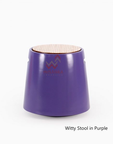 Wity Wooden Stool in Purple Colour