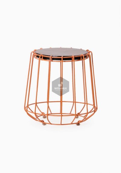 Wity Wooden Stool with Iron Legs