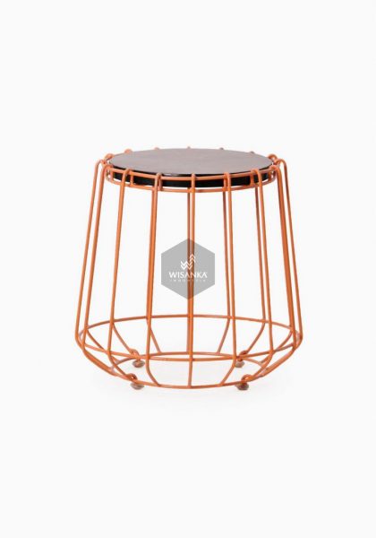 Wity Wooden Stool with Iron Legs