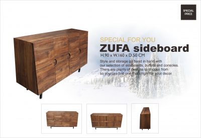 Zufa Indoor Teak Modern Sideboard